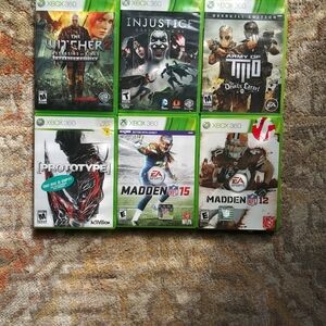 Lot of 8 discs total Xbox 360 games including The Witcher 2 assassins of Kings e